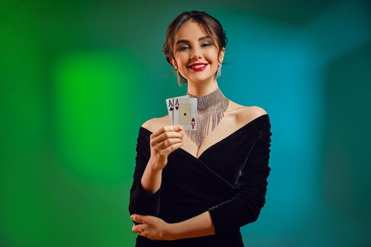 Meja No Commission Baccarat live-dealer di studio liga 178 dengan dealer dan kartu yang terlihat jelas